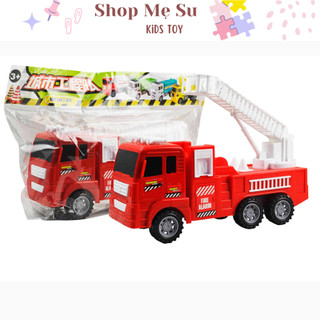Xe cứu hoả thang gấp chạy đà linh hoạt cho bé, đồ chơi xe cứu hoả