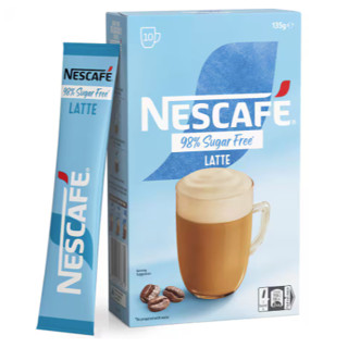 HỘP 10 GÓI CAFE 98% KHÔNG ĐƯỜNG MÍA Nescafe Coffee Sachets - Sugar Free, Latte - Vanilla Malt - Caramel