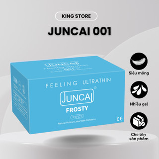 Bao cao su 001 JUNCAI hộp 10 cái siêu mỏng 001mm nhiều gel có gai size lớn size nhỏ kéo dài quan hệ