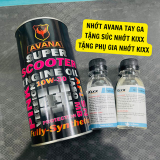 Nhớt tổng hợp xe tay ga avana 4t scooter 10w30 800ml nhập khẩu uae + tặng súc nhớt và phụ gia kixx