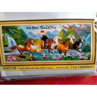 Tranh thêu mã đáo thành công (thêu kín) MN0109 - kích thước: 130 * 60cm. (TRANH CHƯA LÀM)