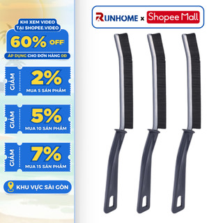 Bàn Chải Vệ Sinh Khe Hở RUNHOME Đầu Kim Loại Có Tay Cầm Vệ Sinh Khe Nhà Tắm Khe Cửa Nhà Bếp Nhỏ Gọn