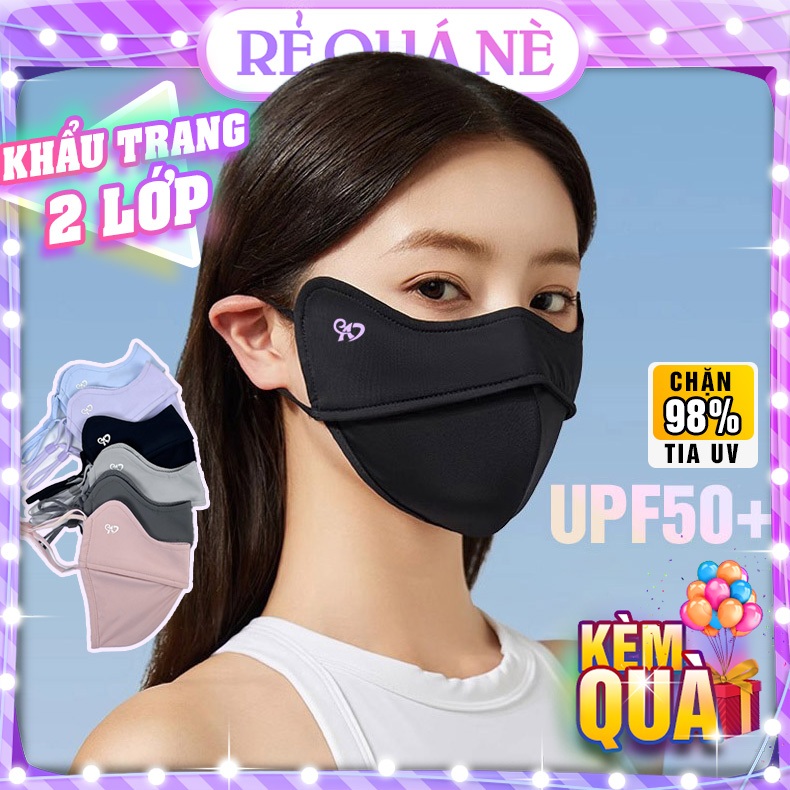 Khẩu Trang Vải Premium 2 Lớp Nam Nữ Có Gọng Vòm Logo Chữ A Chống Nắng Xinh Xắn RQN2555