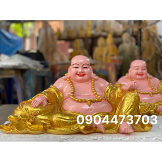 Tượng Phật Di Lặc ngồi cao 25cm, ngang 43cm màu vàng