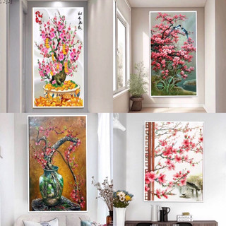 [2] Tranh thêu kín Hoa Đào,tranh chưa thêu (nhiều mẫu)