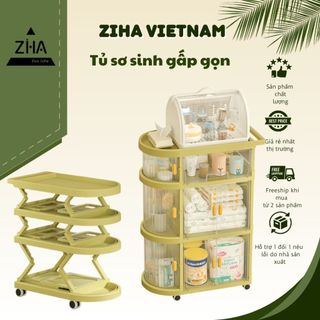 Tủ để đồ cho bé, tủ sơ sinh nhựa nhiều ngăn rộng rãi có bánh xe đẩy dễ dàng di chuyển tiện lợi