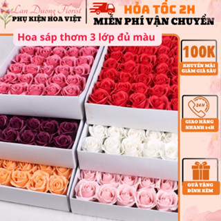   GIÁ SỈ  COMBO 5 hộp hoa sáp thơm 3 lớp hàng loại 1 hộp 50 bông  không kèm cành  dùng để bó hoa 