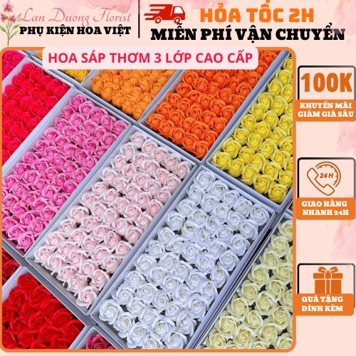   GIÁ SỈ  COMBO 3 hộp hoa sáp thơm 3 lớp hàng loại 1 hộp 50 bông  không kèm cành  dùng để bó hoa 