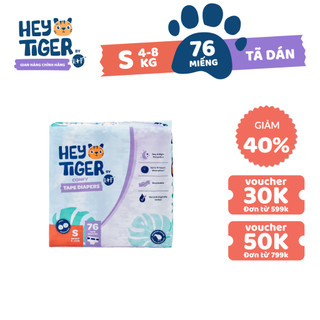 Tã bỉm dán hey tiger jumbo size s - 76 miếng