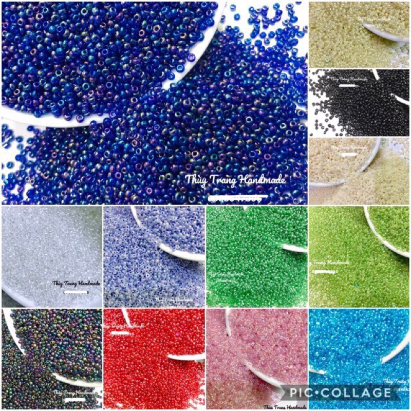 (mua từ 5 giá 5.000đ/gói) HẠT CƯỜM, HẠT THỦY TINH các màu kết áo, làm đồ thủ công handmade, nguyên liệu vòng tay