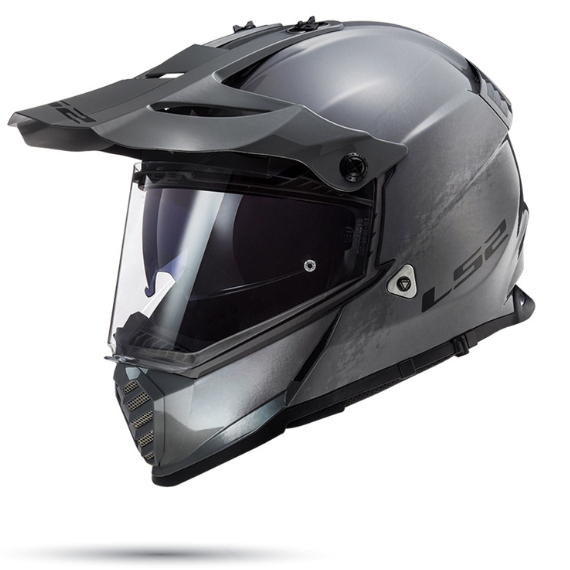 Mũ nón bảo hiểm Dual Sport LS2 MX436 xám bóng đi mô tô xe máy