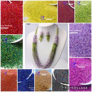 Hạt cườm thuỷ tinh ánh xà cừ các màu kết áo, làm trang sức handmade