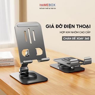 Giá Đỡ Điện Thoại Máy Tính Bảng Xoay 360 Hợp Kim Nhôm, Kệ Điện Thoại Xem Phim Livestream Gấp Gọn