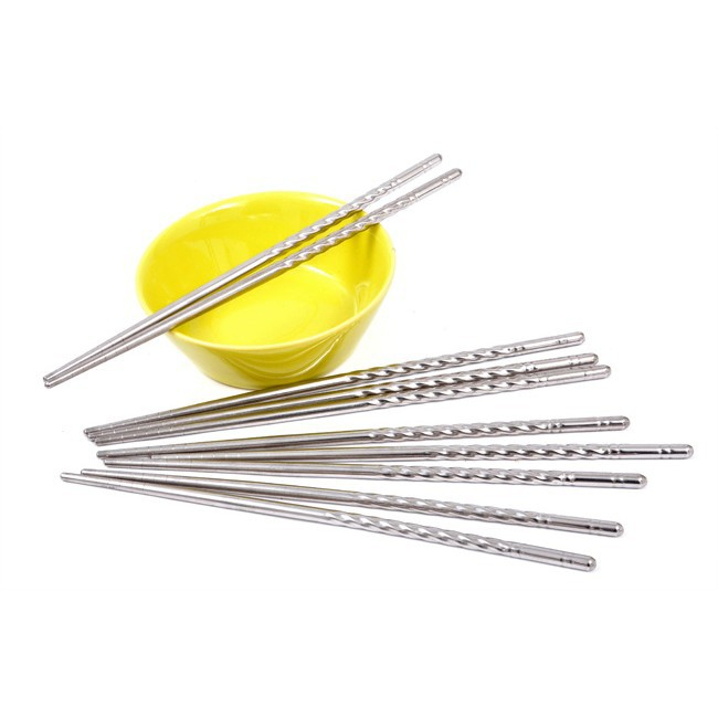 Vỉ 5 đôi đũa INOX xoắn cao cấp