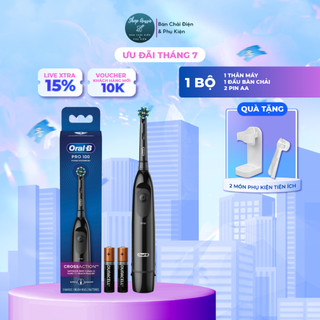 Bàn Chải Pin Oral-B CrossAction, Màu đen - Dùng Pin AA, Hẹn Giờ 2-Phút