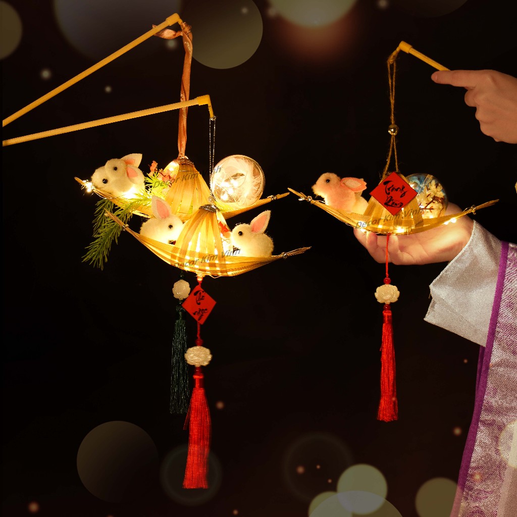 Lồng Đèn Trung Thu Thuyền Thỏ Ngọc TT02 Có Đèn Trang Trí Trung Thu
