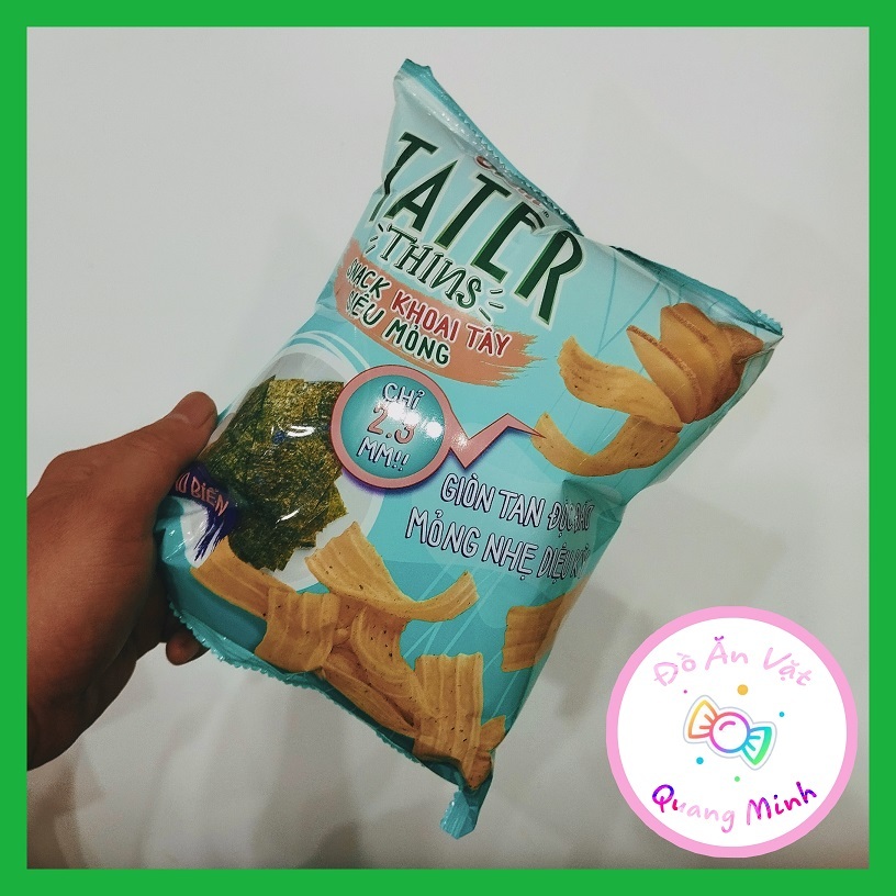 Bim bim Oishi Snack khoai tây siêu mỏng TATER thins vị Tảo biển gói lớn 32 g giòn sụn thơm ngon