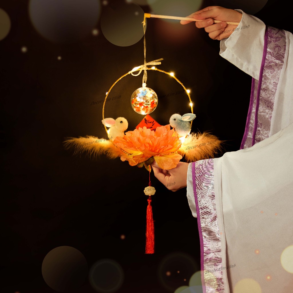 Lồng Đèn Trung Thu Vòng Tròn Thỏ Ngọc TT03 Có Đèn Trang Trí Trung Thu