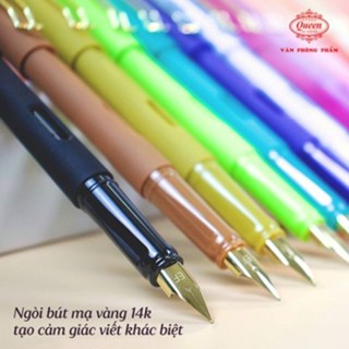  Bút máy ngòi trơn nét nhỏ tròn đều Queen FP17-1 - Tặng kèm thêm 3 ống mực 
