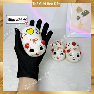 Ống heo đất mini cute vừa nhẫn vàng, lợn tiết kiệm size nhỏ dễ thương cho bé dáng nằm chất liệu sứ
