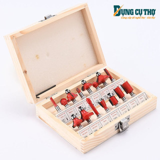 Bộ 12 mũi soi, mũi phay gỗ cốt 6.35mm và 12.7mm