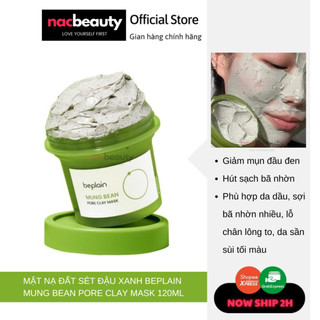 Mặt nạ đất sét đậu xanh beplain mung bean pore clay mask 120ml - nac beauty