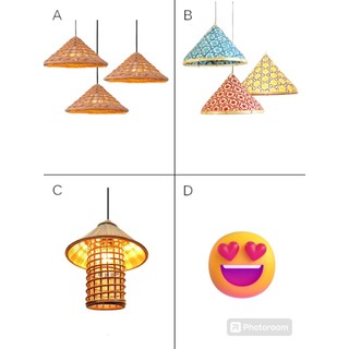 Đèn mây tre trang trí thả trần