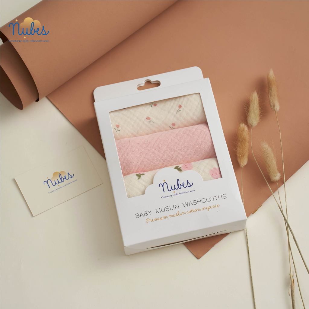 Hộp combo 4 khăn sữa cao cấp chất liệu Muslin cotton mềm mịn NUBES
