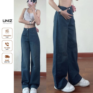 Quần Jean nữ ống suông lưng cao túi ngang UNIZ Quanjean9668/P10K6