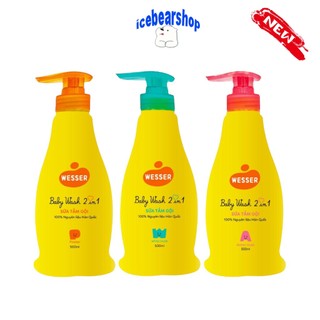 Sữa tắm gội  Wesser 500ml sữa tắm gội toàn thân cho bé sơ sinh không paraben an toàn với da bé