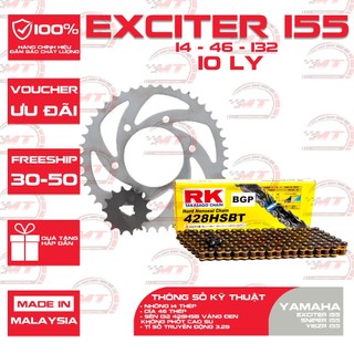 Nhông sên dĩa xe exciter 155 vva sên rk vàng đen 428hsb