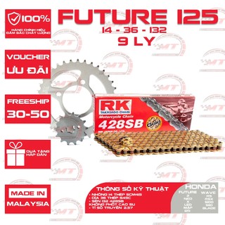 Nhông sên dĩa RK vàng xe Honda Future 125 9 ly nhập khẩu Malaysia