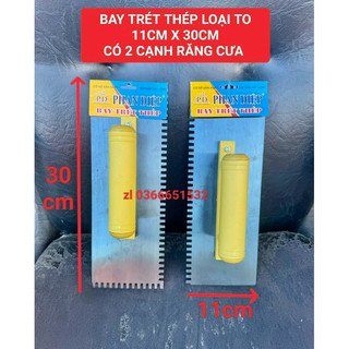 BAY TRÉT THÉP 11cm x 30cm CÓ 2 CẠNH RĂNG CƯA  LOẠI LỚN-BÀN XOA RĂNG CƯA 2 CẠNH LOẠI LỚN -TRÉT BỘT MATIT-TRÉT SƠN NƯỚC
