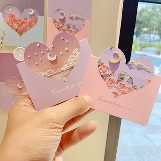 B5-5. Thiệp trái tim in hình 3D, thiệp Valentine, thiệp Woman's day, Mother's day