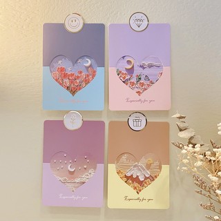 B5-5. Thiệp trái tim in hình 3D, thiệp Valentine, thiệp Woman's day, Mother's day