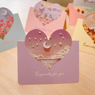 B5-5. Thiệp trái tim in hình 3D, thiệp Valentine, thiệp Woman's day, Mother's day