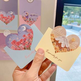 B5-5. Thiệp trái tim in hình 3D, thiệp Valentine, thiệp Woman's day, Mother's day