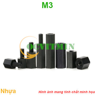 N3dc# - ốc nhựa m3 trụ nhựa đực cái , cái cái m3