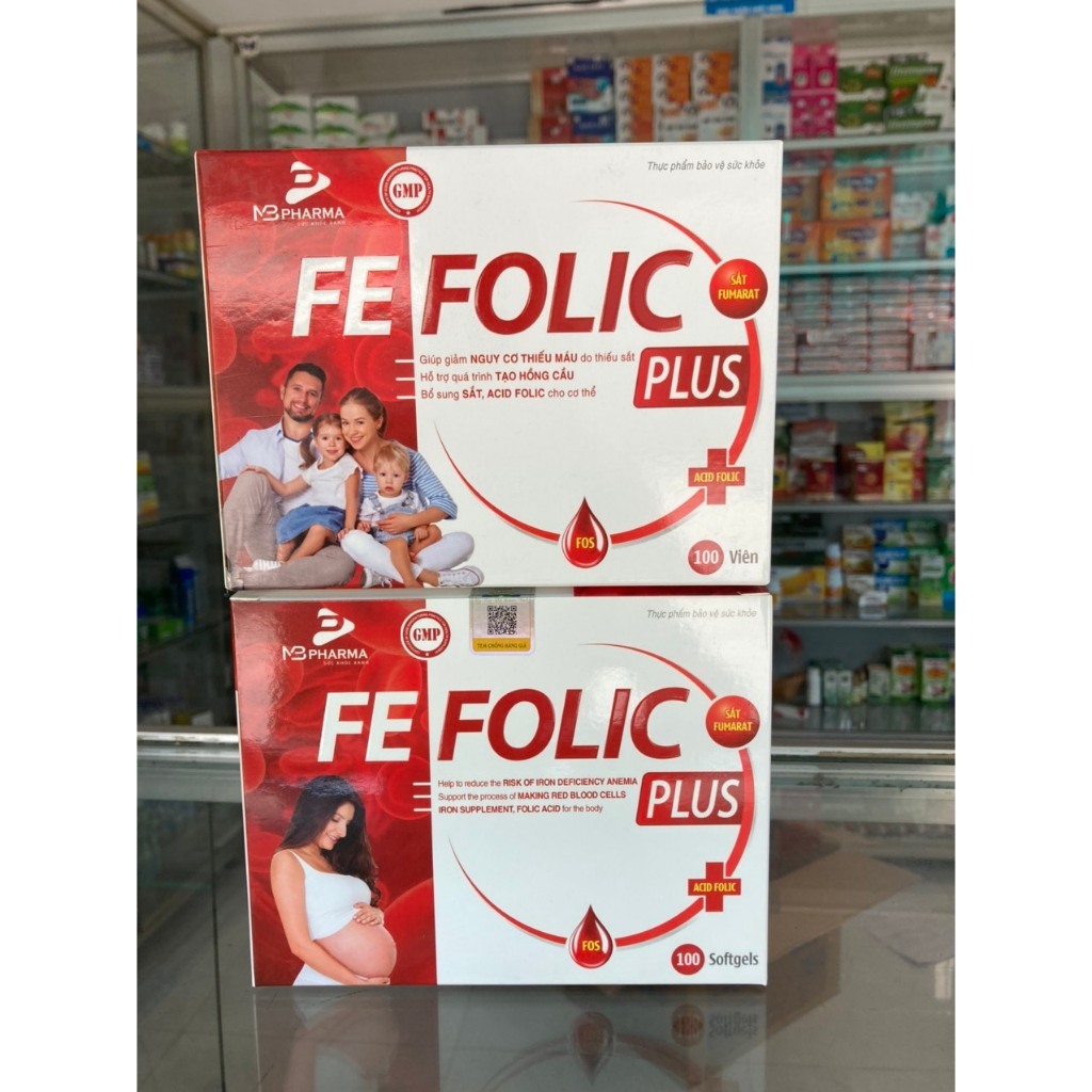 Bổ máu FEFOLIC PLUS - phòng ngừa & cải thiện thiếu máu do thiếu sắt - Hộp 100 viên