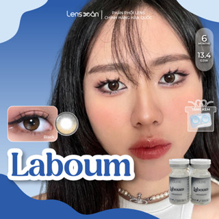 Kính áp tròng cận 6 tháng LENS XOẮN lens nâu tự nhiên phủ bóng có viền tròn mắt 2 dải màu OLENS LABOUM