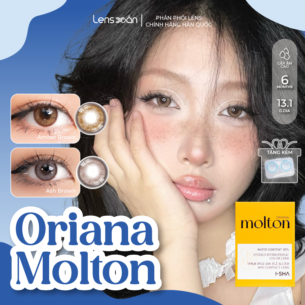 Kính áp tròng cận 6 tháng LENS XOẮN lens tây có viền phủ bóng ISHA ORIANA MOLTON