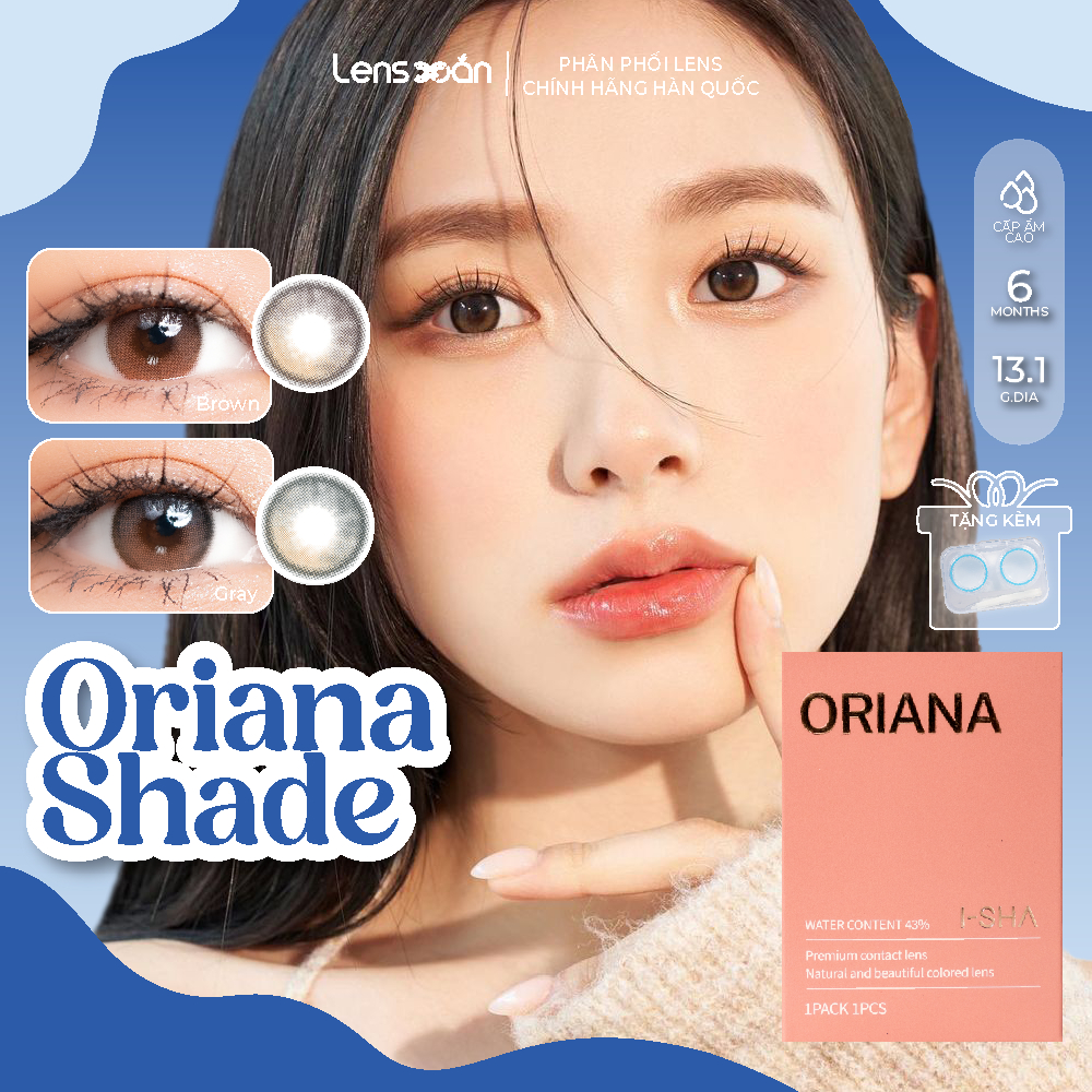 Kính áp tròng cận 6 tháng LENS XOẮN lens hàn quốc phủ bóng mắt ISHA ORIANA SHADE