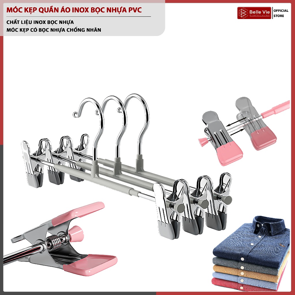 Móc Treo Quần Áo G07 Móc Kẹp Quần Áo, Quần Âu, Váy Chống Trượt, Chống Nhăn Tiện Lợi Móc Kẹp Đôi G07