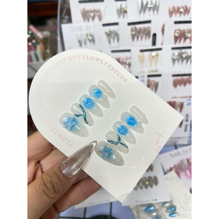 Nailbox thiết kế M56 màu trắng gạo Sơn loang  xanh dương#mongtaygia