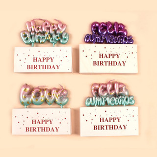Nến sinh nhật chữ hpbd và chữ love màu pastel hàn quốc