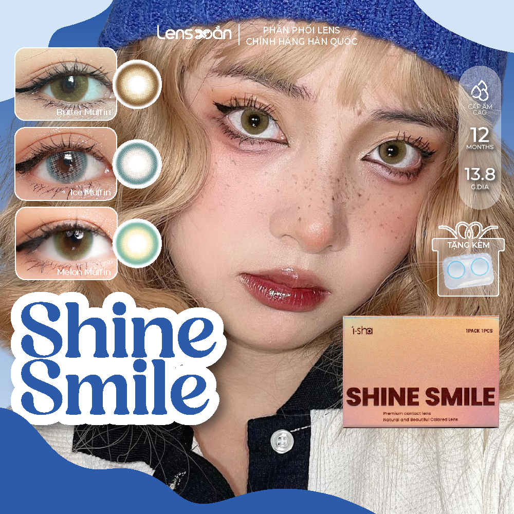 Kính áp tròng 1 năm cận LENS XOẮN lens tây nổi bật không viền đeo mỗi ngày ấm cao không mỏi mắt ISHA