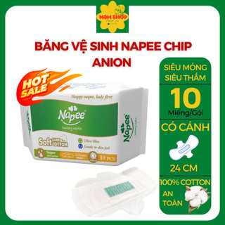 10 gói Băng vệ sinh Napee ngày 24cm 10 miếng/gói siêu mỏng, siêu thấm hút, Anion chip kháng khuẩn