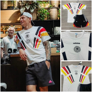 Bộ Quần Áo Thể Thao Đức Trắng sọc Toni Kroos Quần Đen Có túi Vải Lục giác form Âu