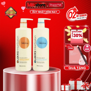 Cặp dầu gội xả Olexrs Argan Oil Collagen Hair Salon cho tóc khô hư tổn hàng full túi xách