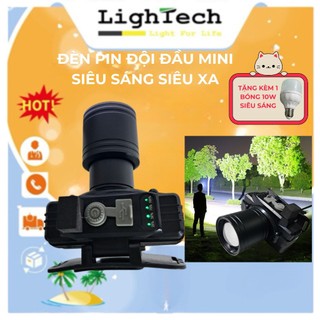 Đèn pin đội đầu siêu sáng đèn đội đầu mini chếu xa gần